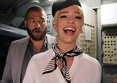Good stewardess Kenna James fucked in the anal hole as she likes
