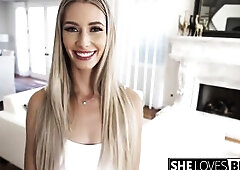 Skinny Emily Jade Bent Her Knees For A BBC Dong Down