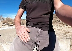 Public cum rubbing my ramrod inside grey jeans