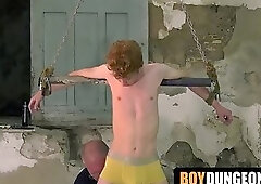 Mature freak's dungeon play session with submissive slave's body