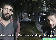 Two straight backpackers put on an anal show bareback