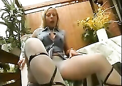 Blond Hand & Shoejob Outdoors, Cum On Hose