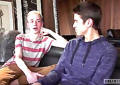 Blond twink fucked on sofa