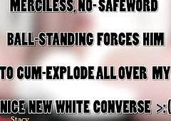 Post-Climax Exposed Exposed Ballbusting Ball Standing Stomping + Kicking in Converse Trainers Trailer