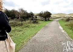 Risky public outdoor flashing & banging my sex-toy on the beach