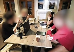 PUBLIC BIZARRE! SEXY ROD MADE TO CUM BELOW THE TABLE