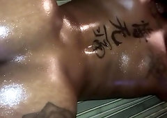 oiled up slim chocolate bihh