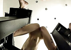 Gorgeous student is permeated with dildos with the view from under