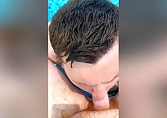 Stepdaddy Spunks In Boys Mouth In The Swimming Pool