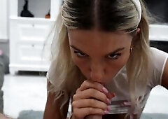 College Teen Angel Gets a GIANT FACIAL After a Halloween Party!!!