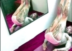 Nipple piercings, muscle flexing, anal toys