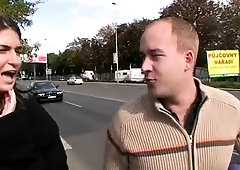 Cute European babe gets picked up and fucked hard outside