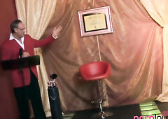 Hairdresser babes in orgy get mouths jizzed