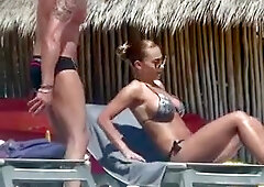 SPY Incredible Couple Brunette nude topless beach