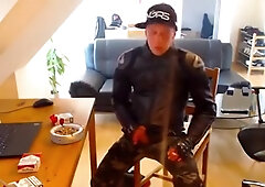 Another dainese biker leather jacket smoke and wank