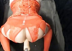 Crossdresser with red underware a big vibrator and a machine for joy time. Just enjoying a session with my machine.