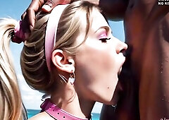 Blond Bimbo Barbie with Large Breasts Gets Screwed Hard by a BBC (AI Generated)