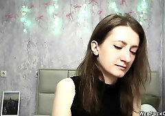 Brunette amateur babe teasing viewers on webcam