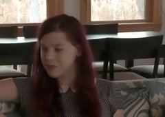 Teen redhead trans sits on lucky guys face