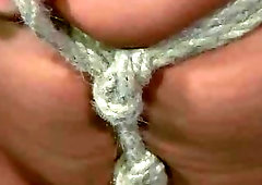 Roped chick receives cruel punishment from a freak BDSM movie