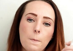Private close-up of a breathtaking blue-eyed redhead as that babe smokes lazily and seductively just for u. See her full lips wrap around the cigarett