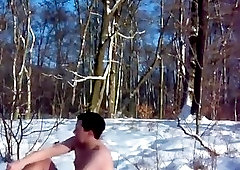Jerking off in the snow