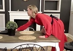 Small tit mature wanks her horny pussy