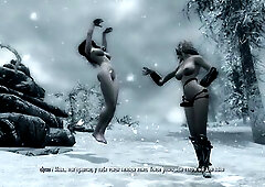 Lesbo sex in the snow in Skyrim Full version