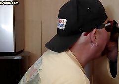 Cum loving gloryhole mature gay sucks BFs cock at home