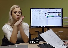 Redheaded European beauty seals the deal during a private office casting