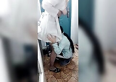 I enticed a nurse with large bazookas and licked her twat