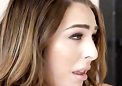 Gorgeous shemale fucks a dude doggy style in his home