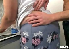 Horny guy fucks cooking big beautiful woman