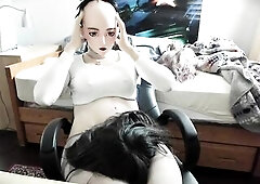 Haena Jill Pt5! Rubber twat face removes her twat mask and puts on her doll face.
