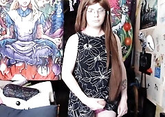 Glasses-Fetish Sissy Masturbation during the time that watching Anime #First Time Porn