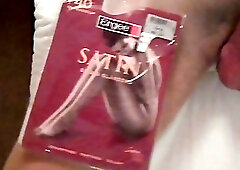 Masturbate and cum in Ergee Satin 40 pantyhose in Sand