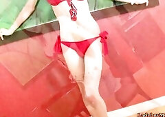 Thai T-beauty Cartoon takes away her t-shirt and denim petticoat. Toom takes off her red bikini and gives man a fellatio. Then stud screws Tooms butt 