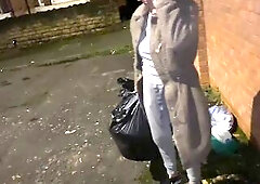 Finger up booty and public void urine for a cigarette