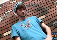 Bearded heterosexual fellow milks well-lubed up beef whistle until cum flies