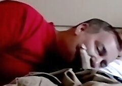 Chubby senior gay takes cum in mouth after threesome blowjob