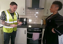 Black milf films herself with an irish guy and sends it off