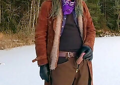 Tugging off on a frozen lake - Vertical 30 fps