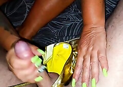 Stepmom in a Gold Swimsuit Was Drilled