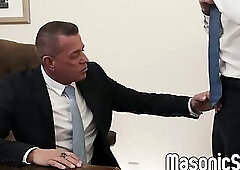 Master Tyler Saint fucks Colton Fox over the table till his seed drips