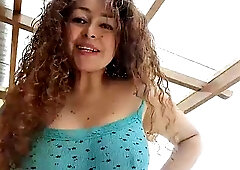 Latina cums through her yoga pants and rides a dildo