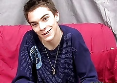 Twink has interview before jerking off