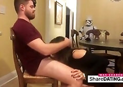 The horny wife was ho so she decided to get naughty with her guest,