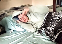 Cozy FTM twunk struggles with morning wood while massaging his member