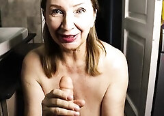 POV: This babe walked in on me in the washroom, holding her ribald pants. At 1st that babe was shocked, but then that babe smiled, realizing how much 