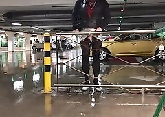Crossdresser selfexposed at public parking lot